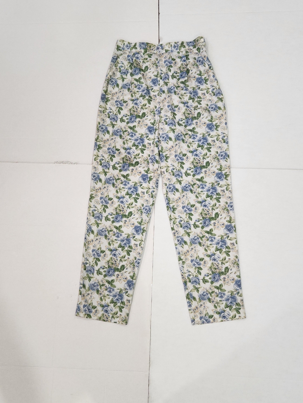 Floral High-Waist Straight Leg Pants - Blue/Green Floral HERMAN GEIST
